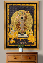 Load image into Gallery viewer, Large Golden Finest Shreenathji Wall Decor 2*3 ft Pichwai Painting Art
