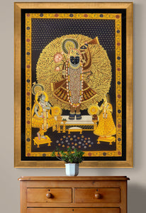 Large Golden Finest Shreenathji Wall Decor 2*3 ft Pichwai Painting Art