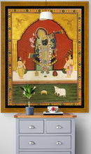 Load image into Gallery viewer, 3 by 4 FT Large Handmade Golden Shreenath Ji Wall Decor Pichwai Painting
