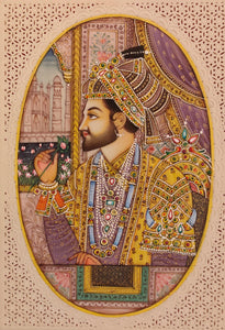 Hand Painted Mughal Shah Jahan and Mumtaz Miniature Painting India Paper Artwork - ArtUdaipur
