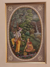 Load image into Gallery viewer, Hand Painted Krishna Radha Hindu God and Goddess Miniature Painting India Art Framed Fine Art - ArtUdaipur
