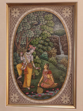 Load image into Gallery viewer, Hand Painted Krishna Radha Hindu God and Goddess Miniature Painting India Art Framed Fine Art - ArtUdaipur
