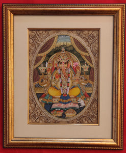 Hand Painted Ganesh Ganesha Hindu God Miniature Painting India Artwork Framed Fine Art Frame - ArtUdaipur