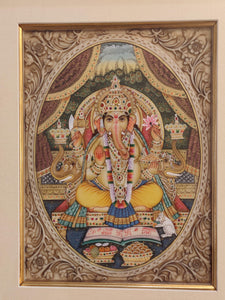 Hand Painted Ganesh Ganesha Hindu God Miniature Painting India Artwork Framed Fine Art Frame - ArtUdaipur